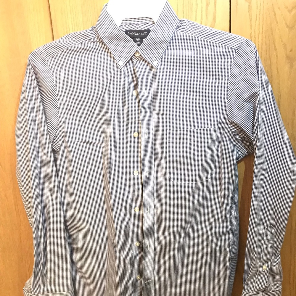 Lands End Long Sleeved Checked Button Down